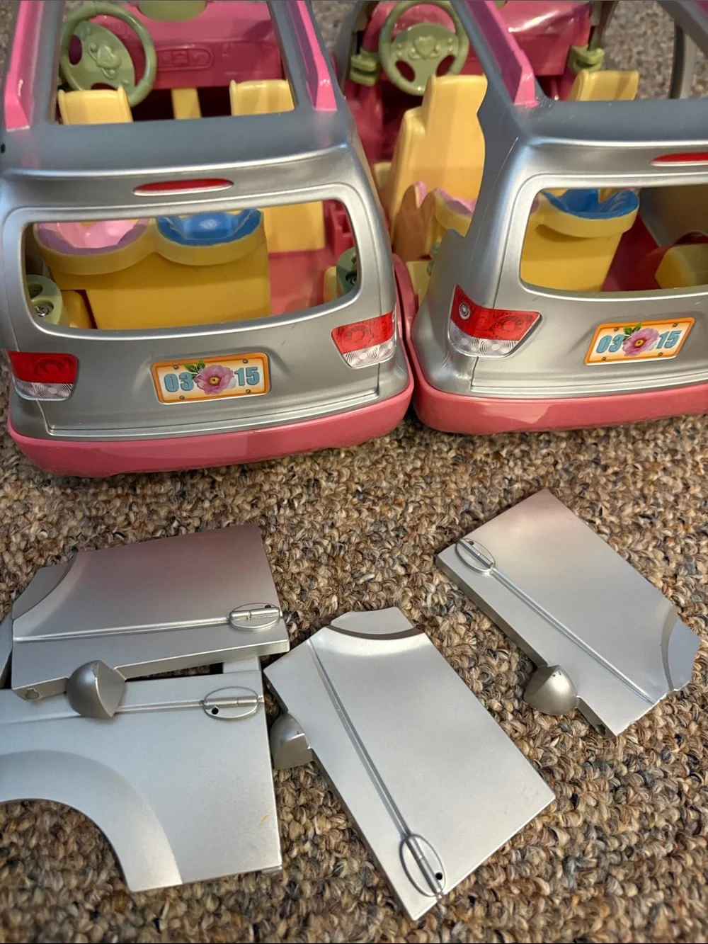 Two Fisher Price Loving Family Dollhouse Doll House Twin Minivan Sound As Is